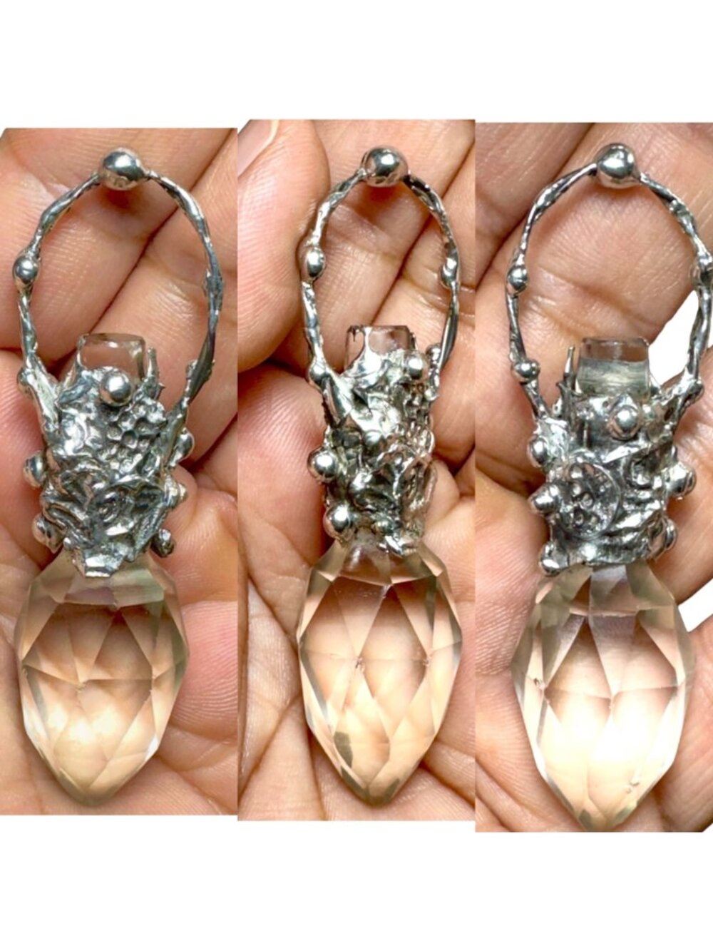 Crystal Perfume Bottle Topper Pendant | Leather Cord Necklace | Alma Antigua - Picture 8 of 14